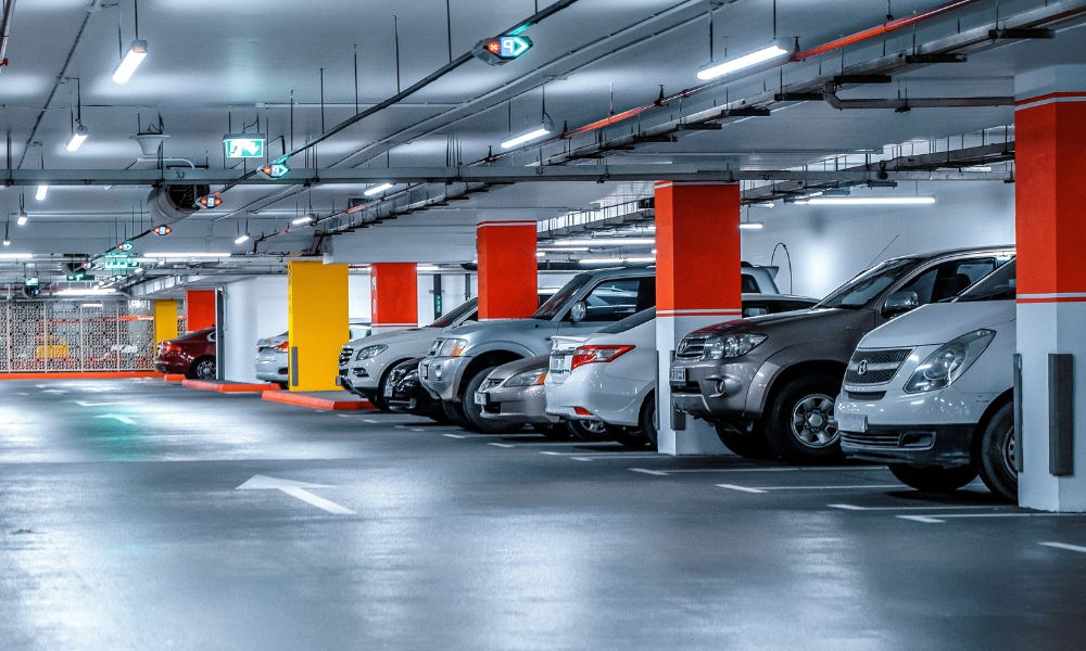 Modern parking garage background